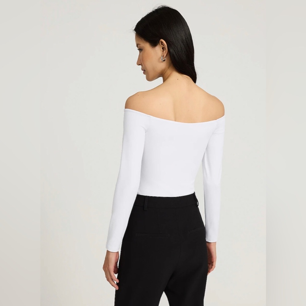 Express Body Contour High Compression Off The Shoulder Bodysuit - Picture 2 of 3